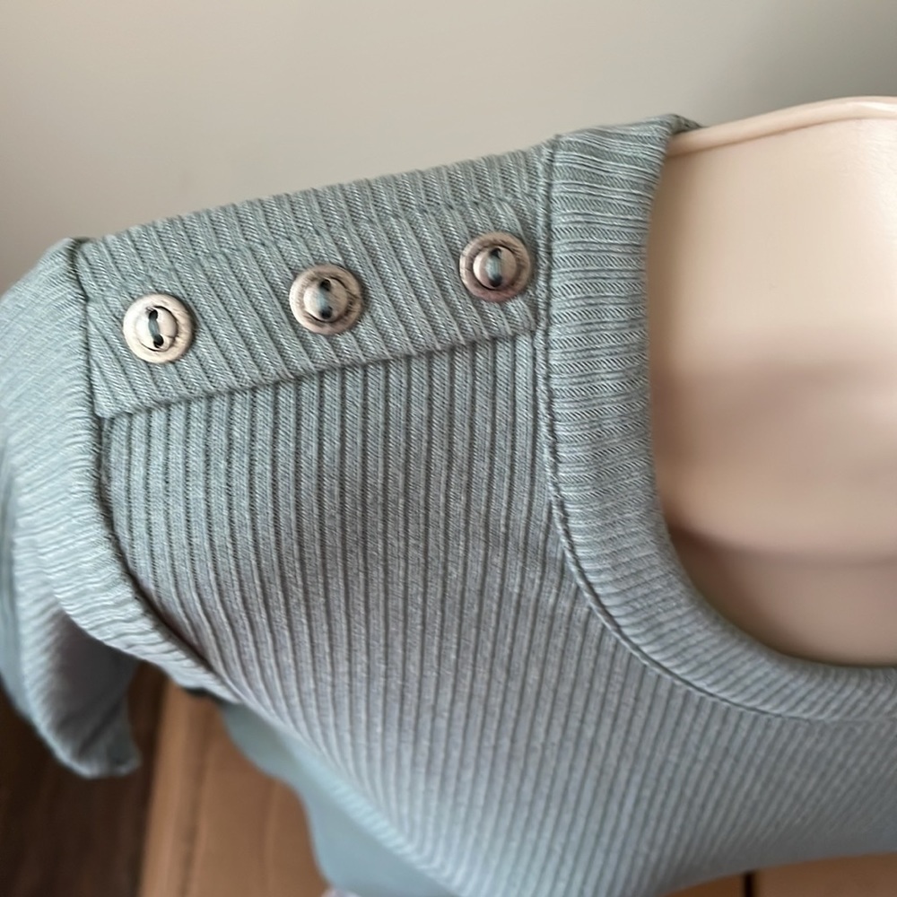CHASER Ribbed Long Sleeve Top Blue Gray Size Small - Picture 9 of 12